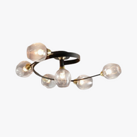 Valentina Flush Mount Plafondlamp, Glas, Zwart/Goud, Eetkamer
