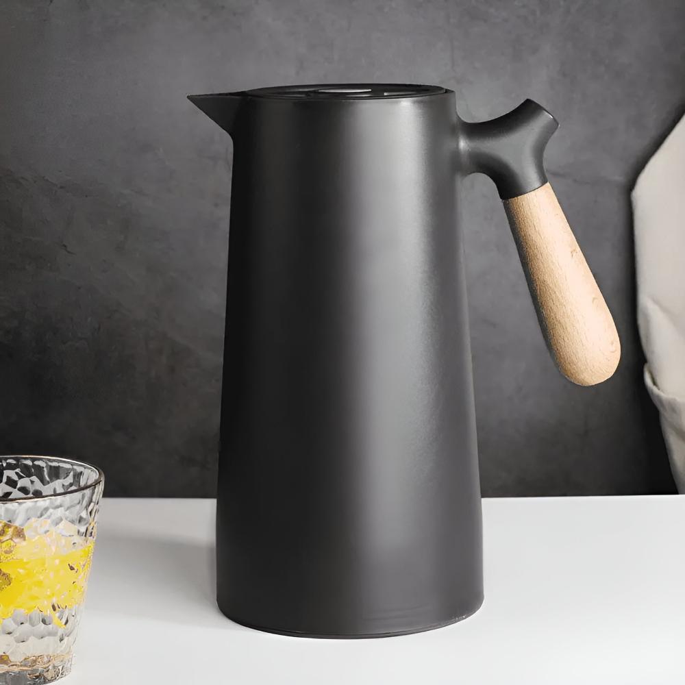 Geïsoleerde Thermoskan met Houten Handvat Koffiepot
