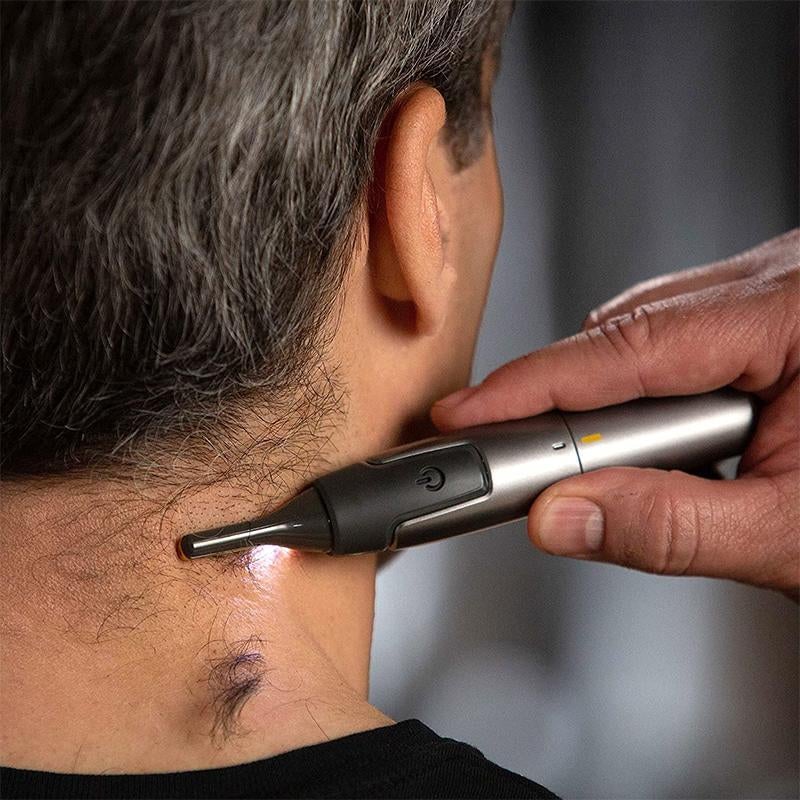 Professionele Ultradunne Precisietrimmer | Titanium Roestvrijstalen Bladen | Ingebouwde LED-Lamp | Micro-Oscillatie Technologie | Voor Neus, Oren & Contouren