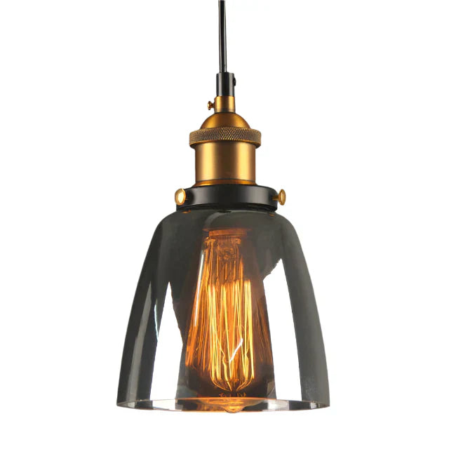 Industriële retro hanglamp met glas – Rookglas lampenkap