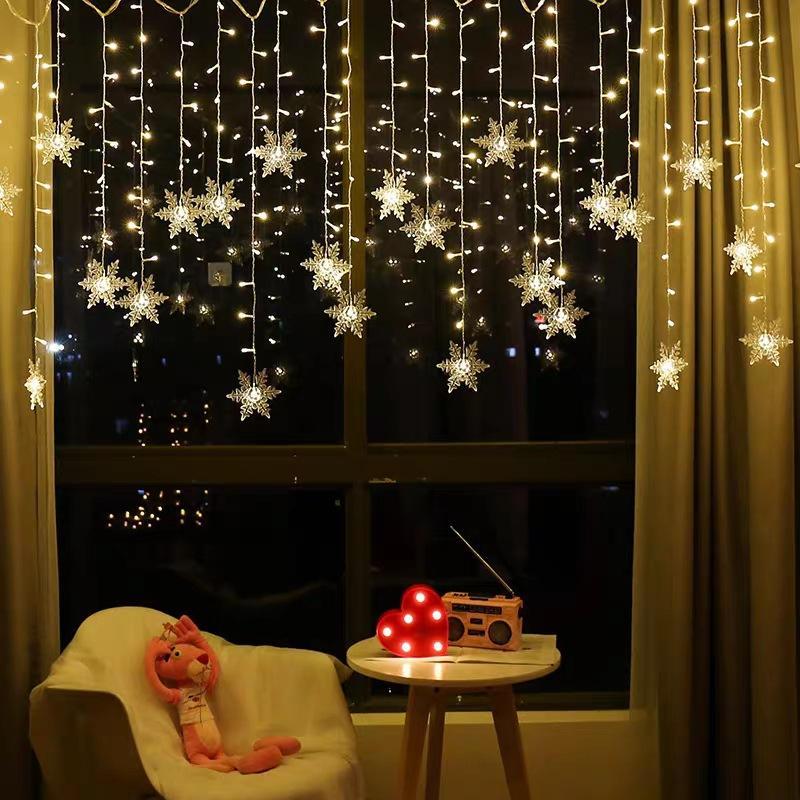 Skanto | LED-Gordijn Lichtketting met Sneeuwvlokken | Binnen & Buiten