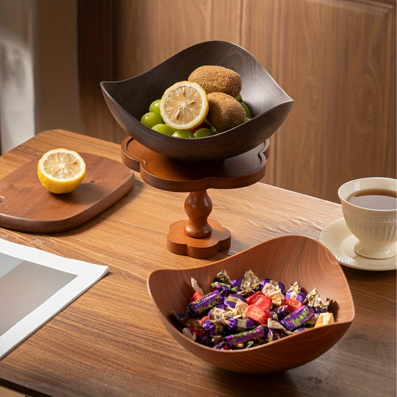 Grote Fruitschaal met Houten Uiterlijk – Decoratief en Praktisch voor Tafelgebruik