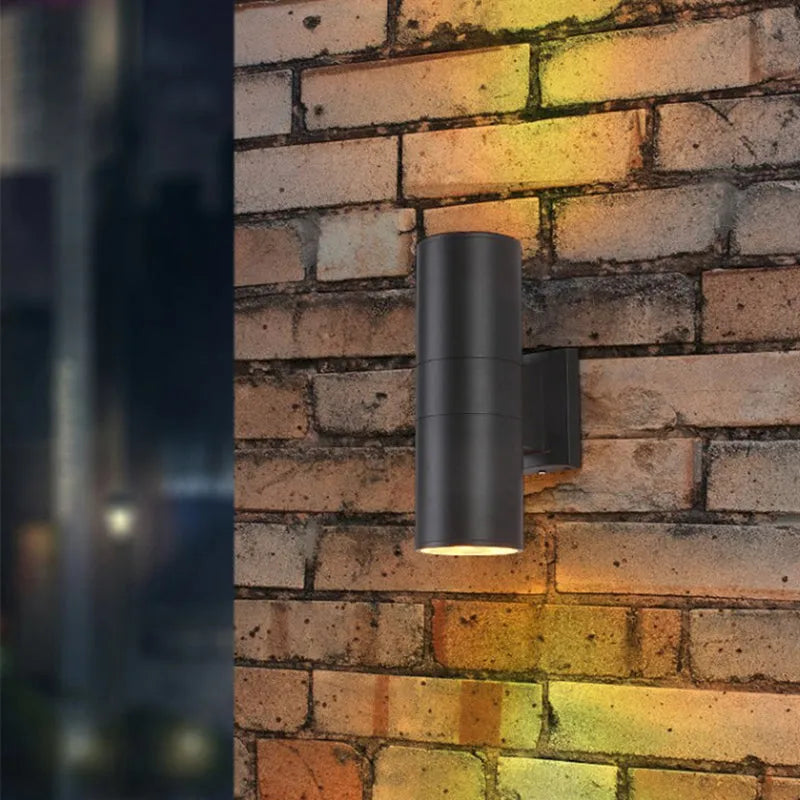 Kren Minimalistische Metalen Dubbelkopige Buitenwandlamp, Zwart
