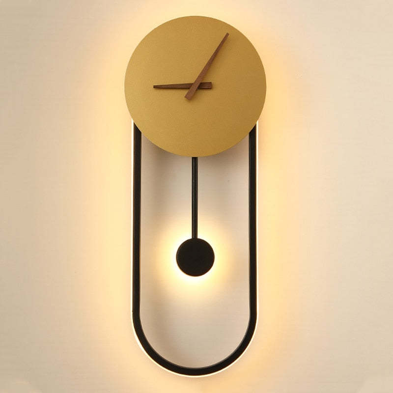Arisha Nordic Klok Wandlamp, Goud & Zwart