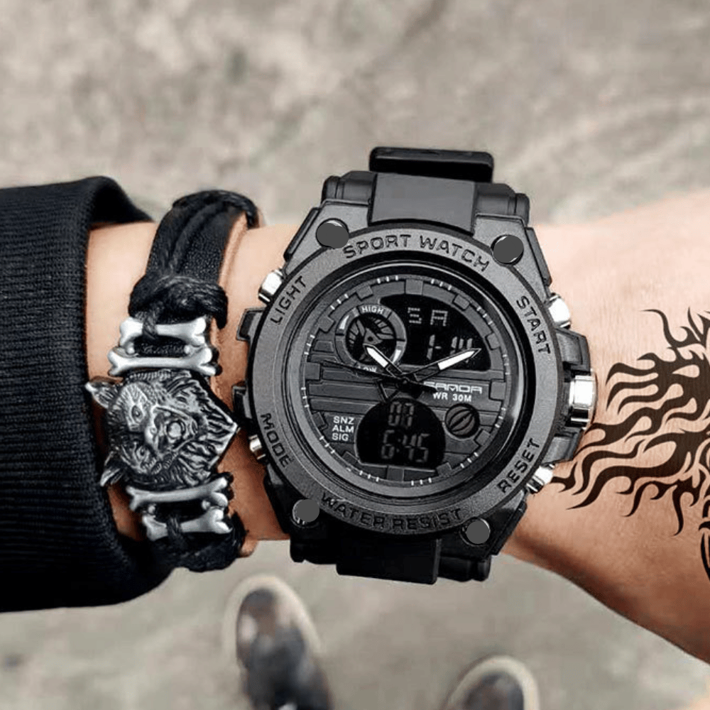 Sportieve Dual-Display Mode Multifunctionele waterdichte verlichte herenarmbandhorloge