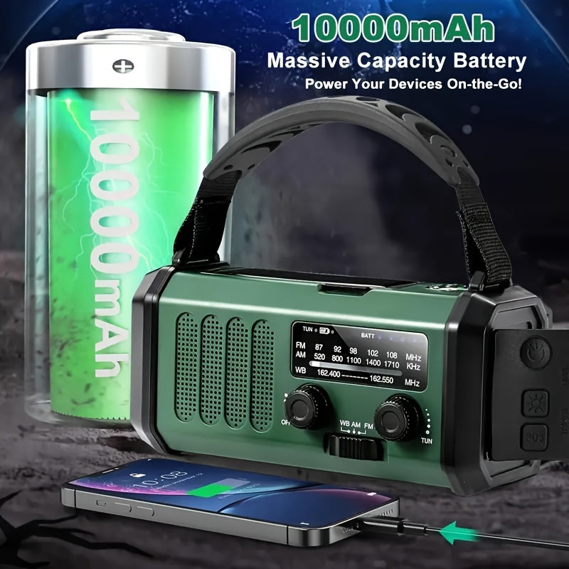 StormMate X10 Noodradio met 10.000 mAh Powerbank | Zonne-energie, Crank & USB-C | LED-Licht, SOS-Alarme & Kompas | AM/FM/NOAA