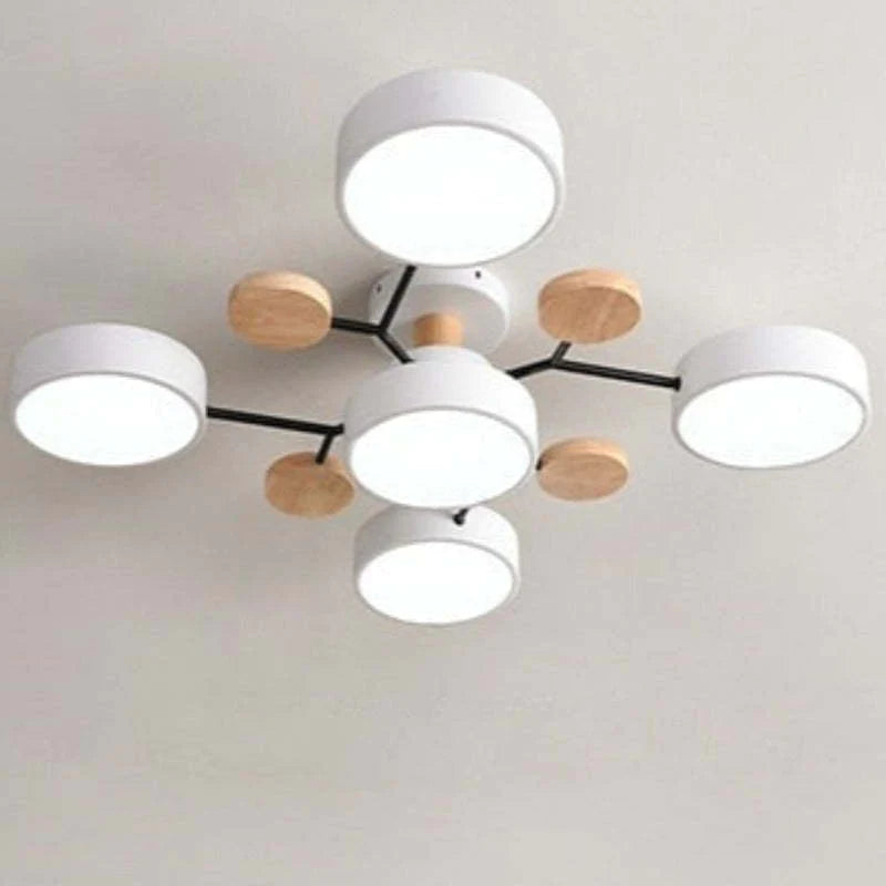 Muto Plafondlamp Hout Modern Rond LED Wit Slaap-/Woonkamer