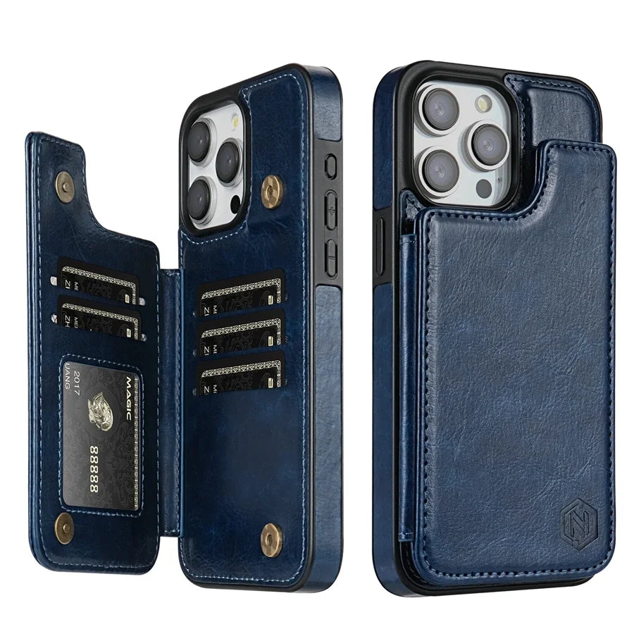 LeatherGuard | Elegante Leren Hoes met Kaartsleuven en Magnetische Sluiting | Vanero