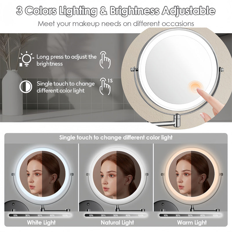 Luxa Wandgemonteerde Scheerspiegel Oplaadbaar Met LED Verlichting 1X 10X