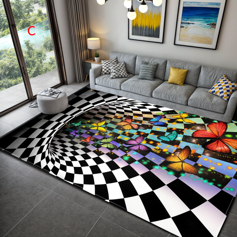 3D Optische Illusie Deurmat met Geometrisch Dambordontwerp voor de Hal