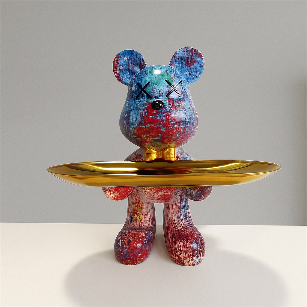 Graffiti Beer Ornament Met Gouden Dienblad Tafelfiguur