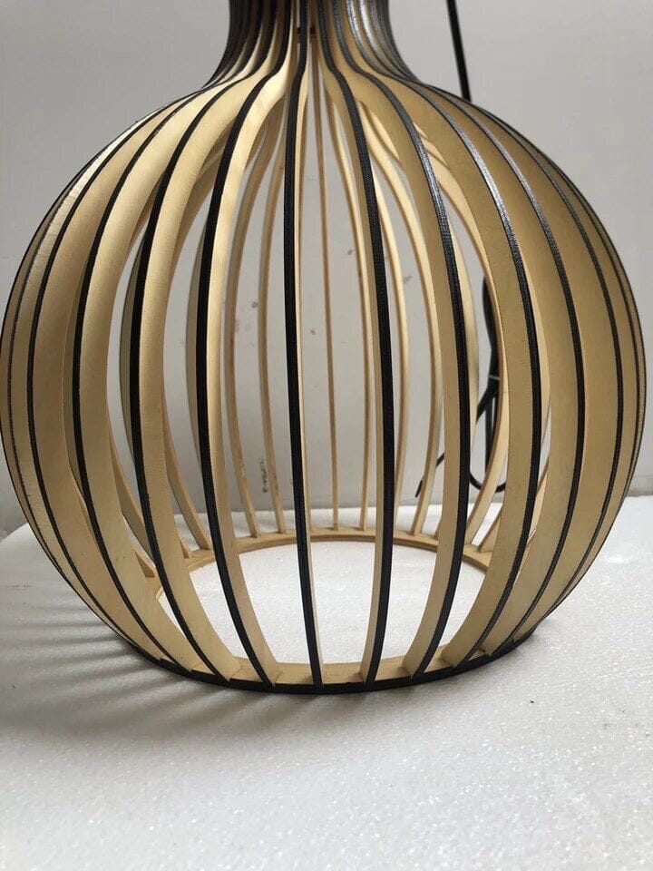 FjordLoom Rustieke Houten Kooi Hanglamp Verstelbare Kabel