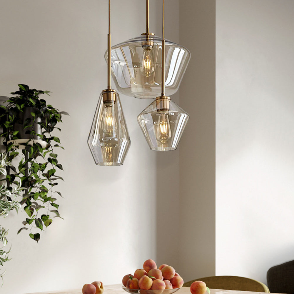 Juni Hanglamp Glas, Helder/Amber Diamantvorm