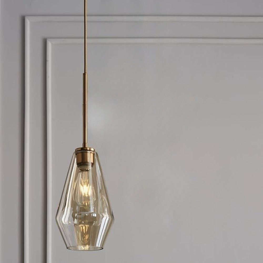 Juni Hanglamp Glas, Helder/Amber Diamantvorm