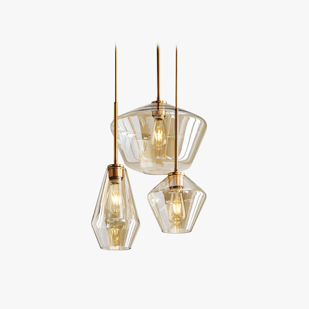 Juni Hanglamp Glas, Helder/Amber Diamantvorm