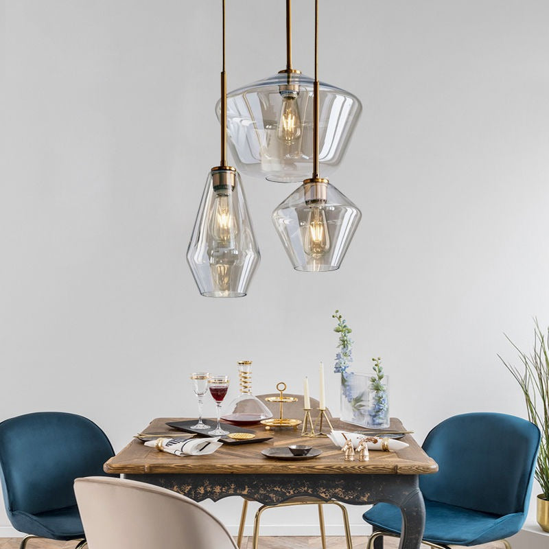 Juni Hanglamp Glas, Helder/Amber Diamantvorm