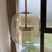 June Hanglamp Cilinder Modern Glas. Helder/Grijs Rook/Amber