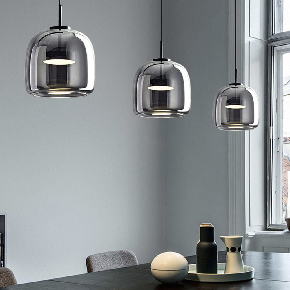 Juni Morden Glazen Hanglamp Helder/ Rookgrijs/ Amber