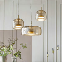 Juni Morden Glazen Hanglamp Helder/ Rookgrijs/ Amber