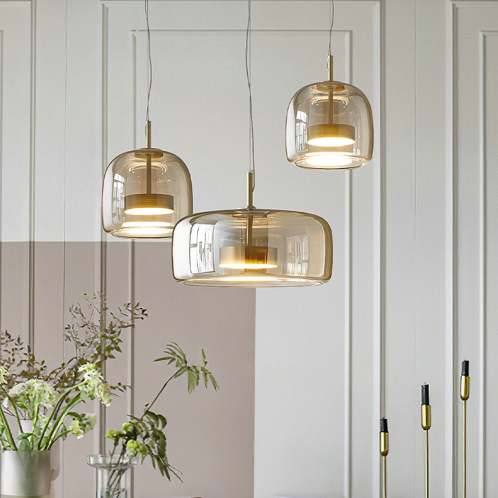 Juni Morden Glazen Hanglamp Helder/ Rookgrijs/ Amber
