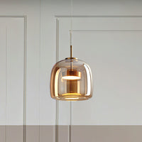 Ronde Heldere Glazen Hanglamp met Messing Fitting
