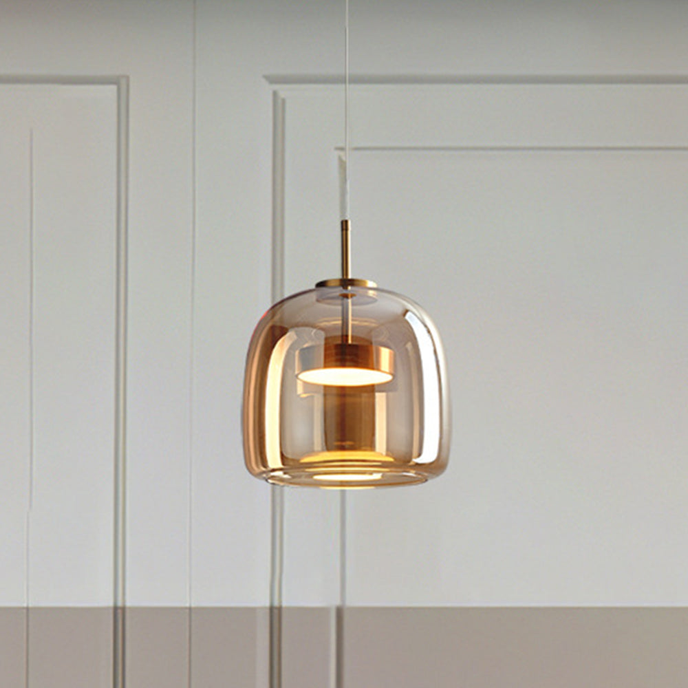 Ronde Heldere Glazen Hanglamp met Messing Fitting