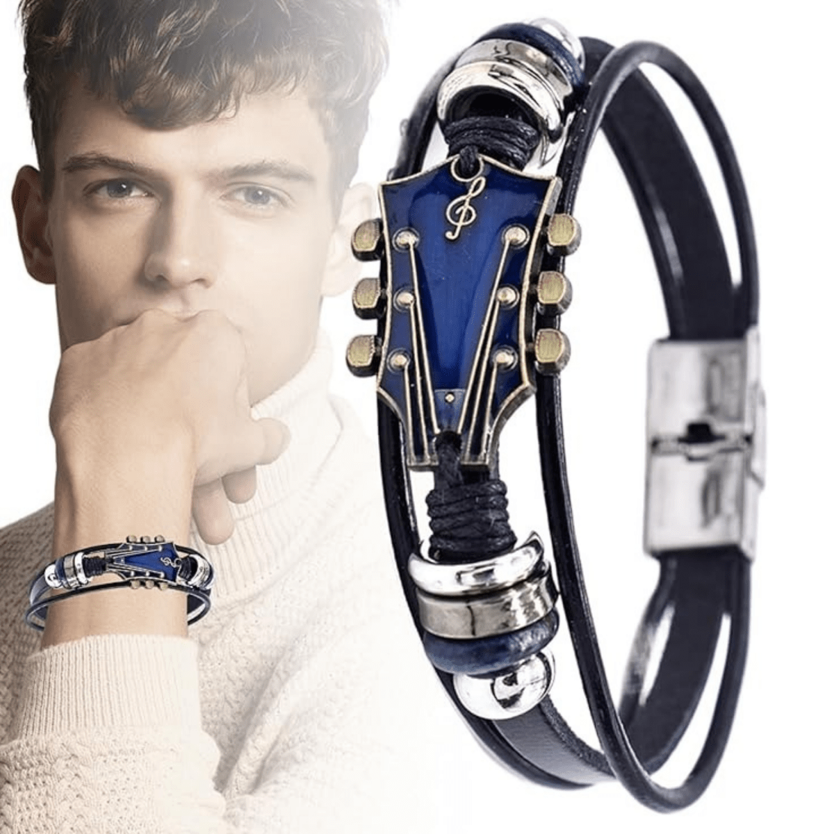 MUSIKSTRUM – Leren armband met gitaar-geïnspireerd design