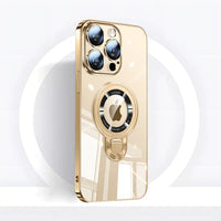 iPhone MagSafe Serie | Transparante elektroplattierte roterende standaard telefoonhoes