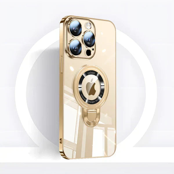 iPhone MagSafe Serie | Transparante elektroplattierte roterende standaard telefoonhoes