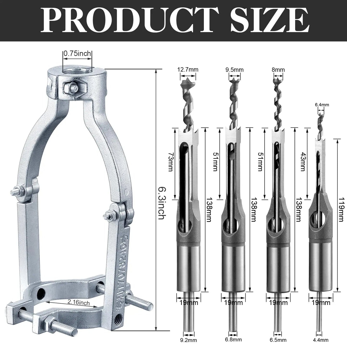 Adapter- & Beitelset voor precieze pen gaten | 8 Opzetstukken 6–16 mm | Compatibel met boormachines