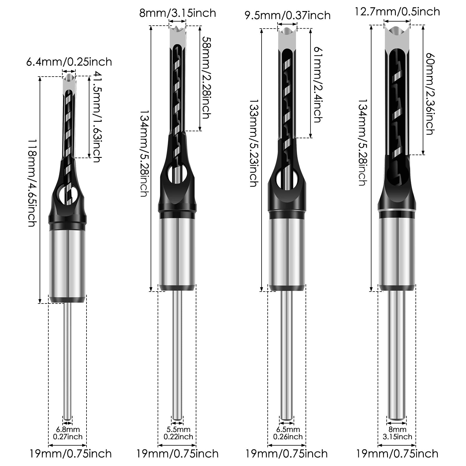 Adapter- & Beitelset voor precieze pen gaten | 8 Opzetstukken 6–16 mm | Compatibel met boormachines