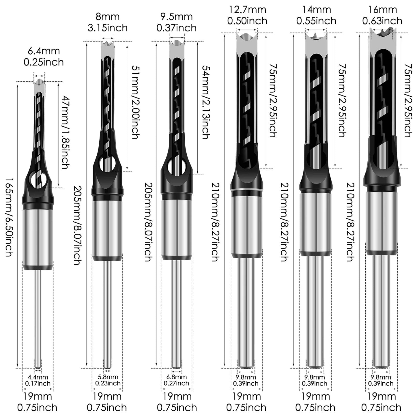 Adapter- & Beitelset voor precieze pen gaten | 8 Opzetstukken 6–16 mm | Compatibel met boormachines