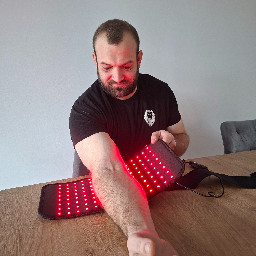 Elleboog- en gewrichtsondersteuning met dubbele rode en nabij-infrarode lichttherapie pad
