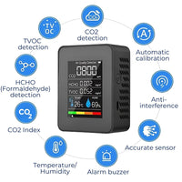 Skanto | CO2 Kooldioxide Monitor - Luchtkwaliteitsdetector met realtime waarschuwingen voor het monitoren van luchtkwaliteit thuis en op kantoor