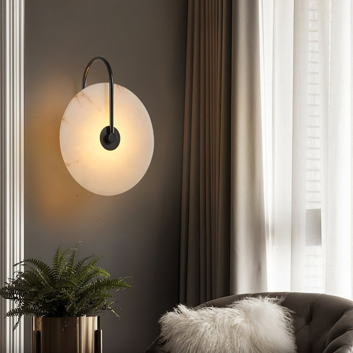 Kristy Alabaster LED Wandlamp Rond Iconisch Circulair