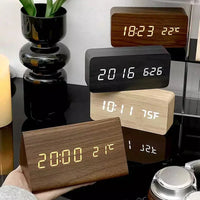 WoodWatch Wecker - LED-display met spraakbesturing en houten uitstraling