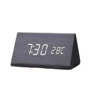 Luxe wekker houtlook | LED wekker met temperatuurweergave en instelbare alarme