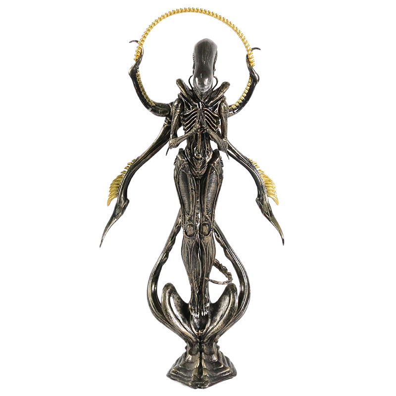 Alien Xenomorph Boeddha Beeldje | Surrealistisch Hars Verzamelaarsdecor