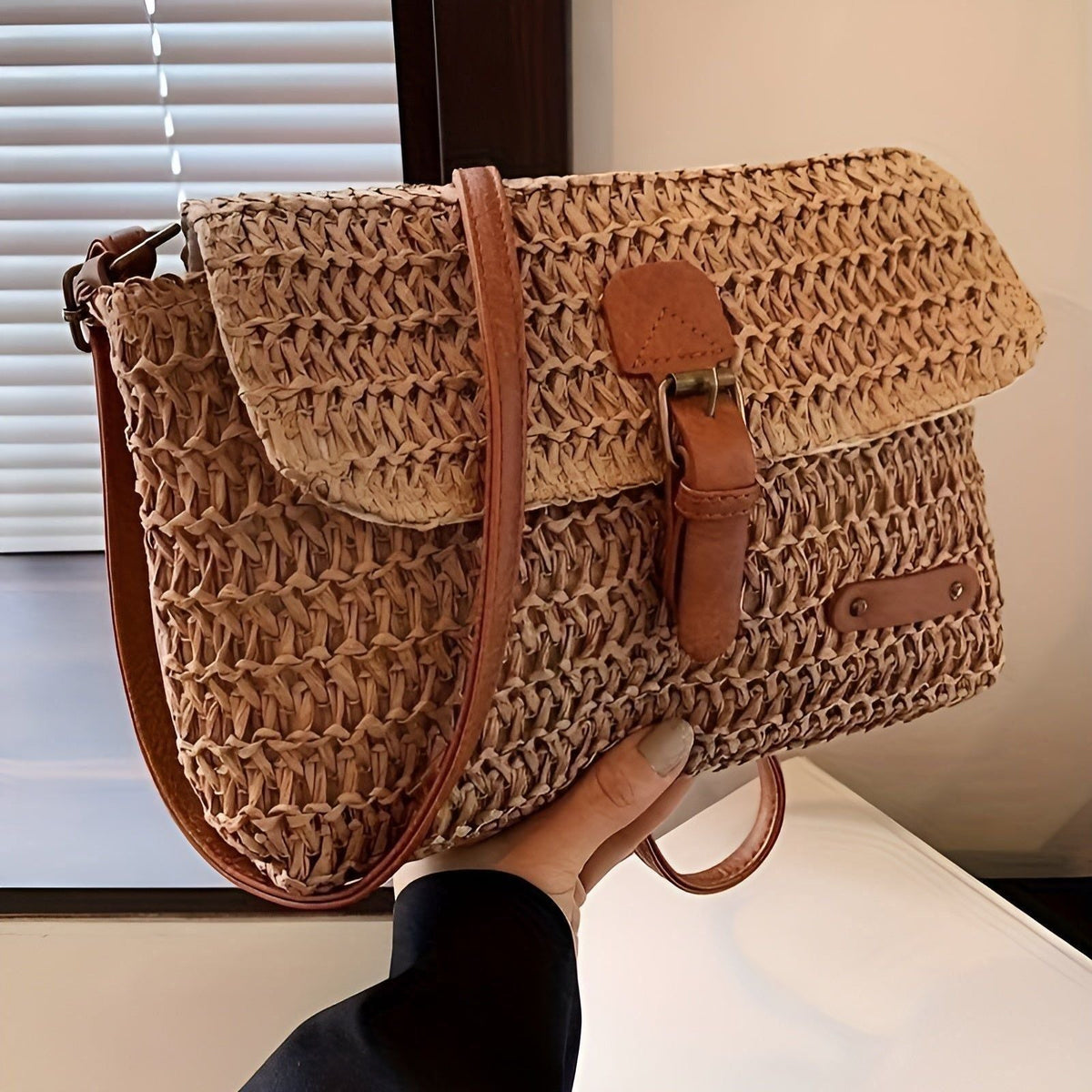Verstelbare Stro Schoudertas voor Dames - Perfect voor Zomerse Stijl