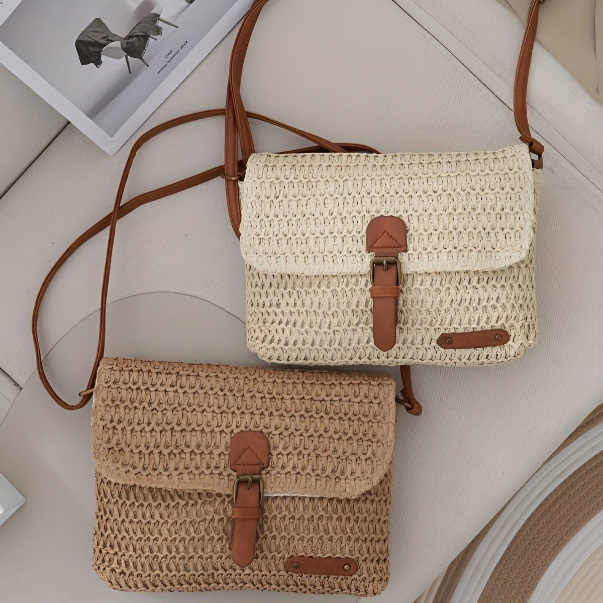 Verstelbare Stro Schoudertas voor Dames - Perfect voor Zomerse Stijl