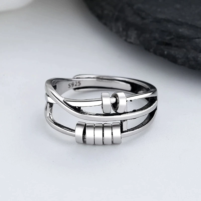 Draaiende Zilveren Ring – Stijlvolle Fidget-Ring van 925 Zilver