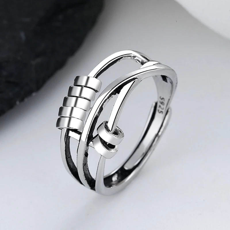 Draaiende Zilveren Ring – Stijlvolle Fidget-Ring van 925 Zilver