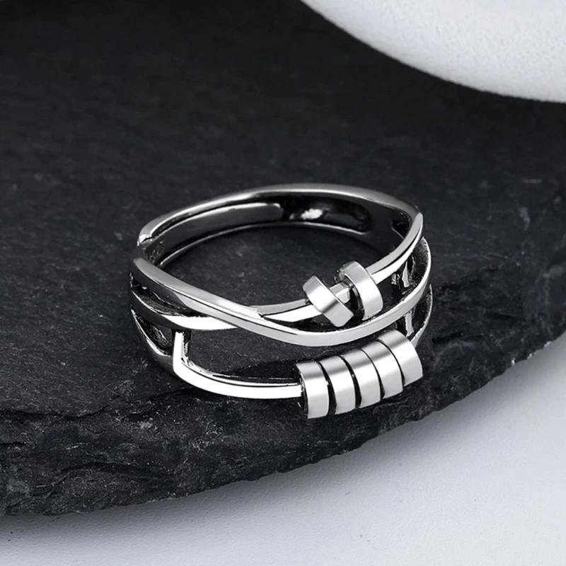 Draaiende Zilveren Ring – Stijlvolle Fidget-Ring van 925 Zilver