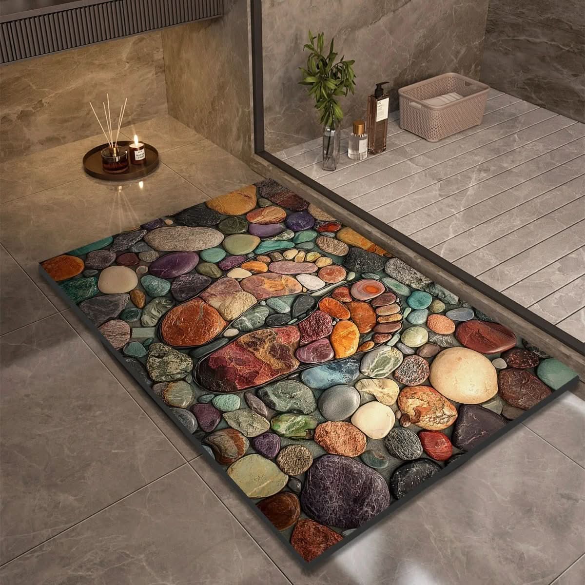 Badmat – Extreem snel drogend, antislip & elegante natuursteenlook