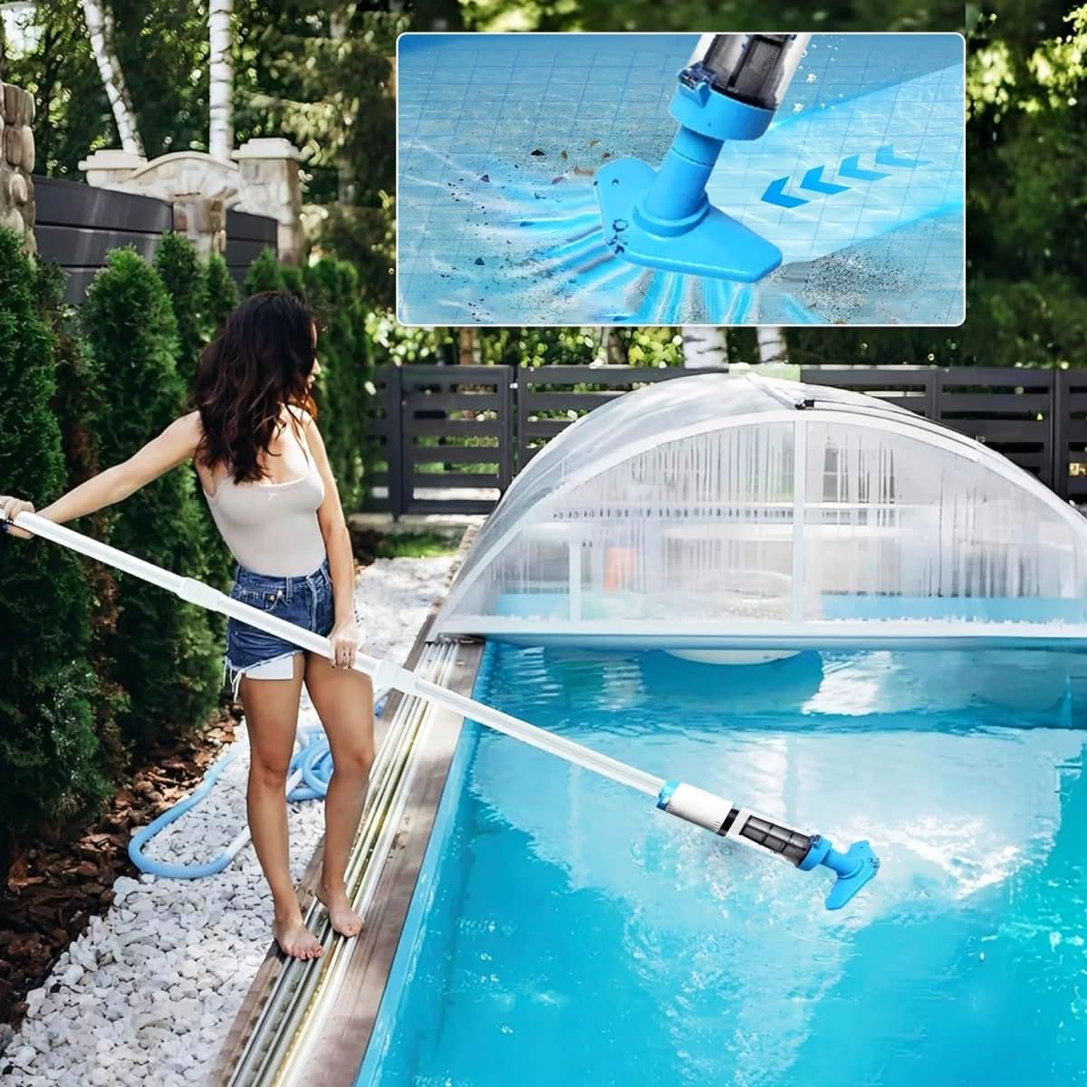 PoolMate™ | Accu Poolreiniger – draadloos, telescopisch & krachtig