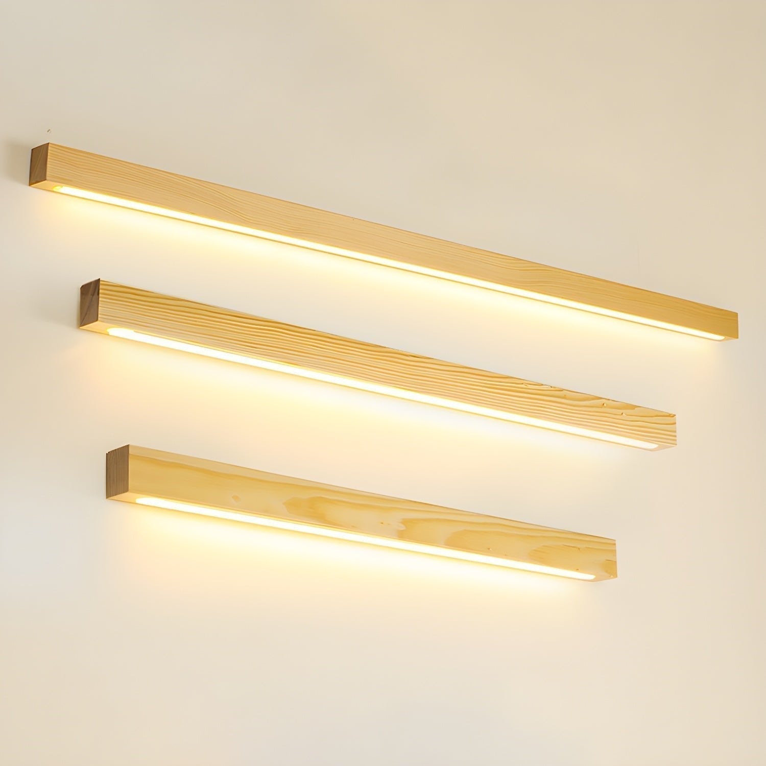 Lustra Wandlamp Lineair Hout en LED Minimalistisch Design