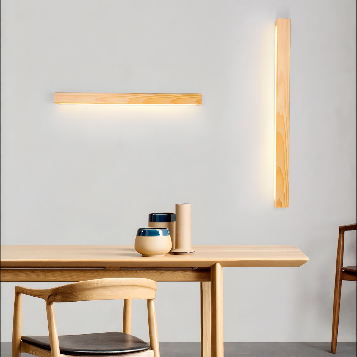 Lustra Wandlamp Lineair Hout en LED Minimalistisch Design