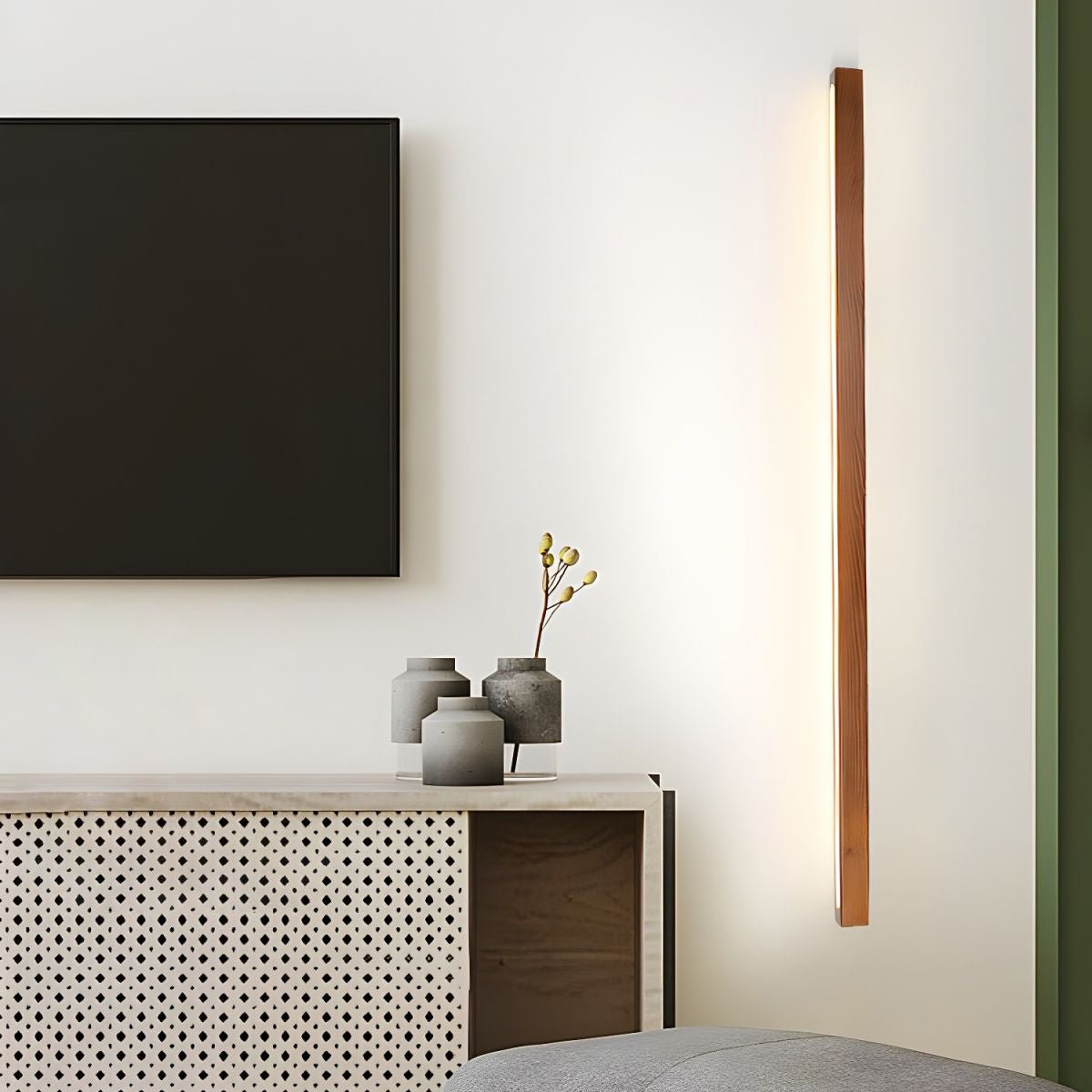 Lustra Wandlamp Lineair Hout en LED Minimalistisch Design