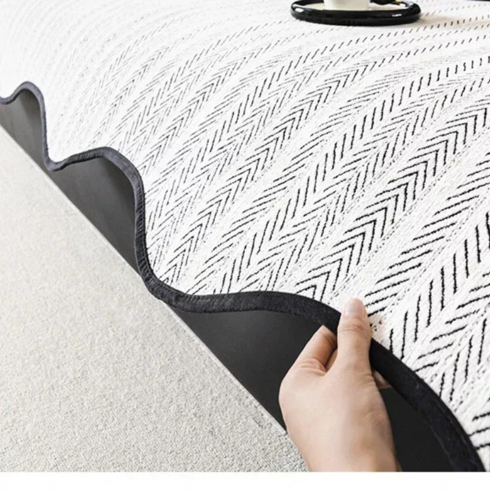 Aurivelle Haringbone Scallop Edge Sofa Cover