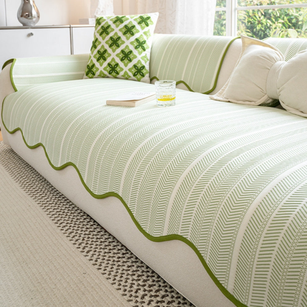 Aurivelle Haringbone Scallop Edge Sofa Cover